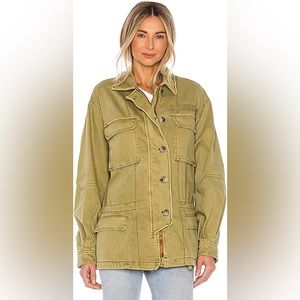 NWT Free People Seize the Day Army Green Military Jacket 100% Cotton Utility L